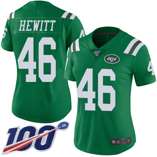 New York Jets Limited Green Women Neville Hewitt Jersey NFL Football #46 100th Season Rush Vapor Untouchable->women nfl jersey->Women Jersey